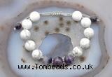 CGB6761 10mm round white howlite & dogtooth amethyst adjustable bracelets