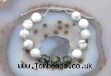 CGB6771 10mm round white howlite & African turquoise adjustable bracelets