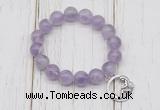 CGB6806 10mm, 12mm lavender amethyst beaded bracelet with alloy pendant