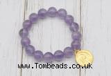 CGB6807 10mm, 12mm light amethyst beaded bracelet with alloy pendant