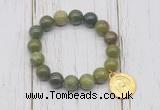 CGB6837 10mm, 12mm Canadian jade beaded bracelet with alloy pendant