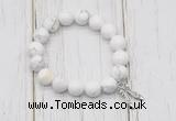 CGB6839 10mm, 12mm white howlite beaded bracelet with alloy pendant