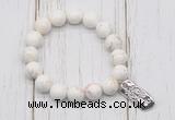 CGB6840 10mm, 12mm white howlite turquoise beaded bracelet with alloy pendant