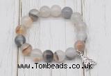 CGB6847 10mm, 12mm montana agate beaded bracelet with alloy pendant