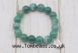 CGB6854 10mm, 12mm green banded agate beaded bracelet with alloy pendant