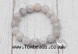 CGB6858 10mm, 12mm white crazy lace agate beaded bracelet with alloy pendant