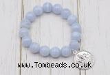 CGB6867 10mm, 12mm blue lace agate beaded bracelet with alloy pendant