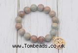 CGB6871 10mm, 12mm serpentine jasper beaded bracelet with alloy pendant