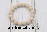 CGB6872 10mm, 12mm white fossil jasper beaded bracelet with alloy pendant