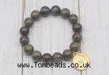 CGB6885 10mm, 12mm dragon blood jasper beaded bracelet with alloy pendant