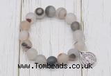 CGB6892 10mm, 12mm matte montana agate beaded bracelet with alloy pendant