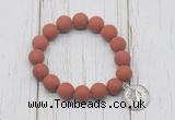 CGB6901 10mm, 12mm matte red jasper beaded bracelet with alloy pendant