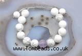 CGB6930 12mm round white howlite & lavender amethyst adjustable bracelets