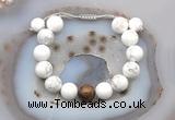 CGB6949 12mm round white howlite & bronzite adjustable bracelets