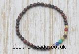 CGB7004 7 chakra 4mm red tiger eye beaded meditation yoga bracelets