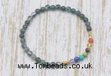 CGB7029 7 chakra 4mm moss agate beaded meditation yoga bracelets