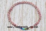 CGB7066 7 chakra 4mm pink wooden fossil jasper beaded meditation yoga bracelets