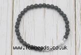 CGB7126 4mm black lava & white howlite beaded meditation yoga bracelets