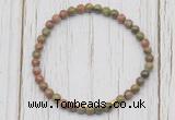 CGB7219 4mm tiny unakite beaded meditation yoga bracelets