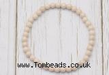 CGB7265 4mm tiny white fossil jasper beaded meditation yoga bracelets