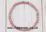 CGB7266 4mm tiny pink wooden fossil jasper beaded meditation yoga bracelets