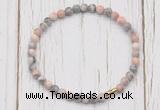 CGB7269 4mm tiny pink zebra jasper beaded meditation yoga bracelets