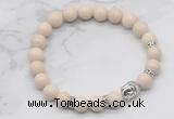 CGB7350 8mm white fossil jasper bracelet with buddha for men or women