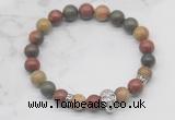 CGB7354 8mm picasso jasper bracelet with skull for men or women