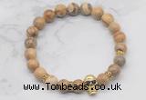 CGB7357 8mm picture jasper bracelet with skull for men or women