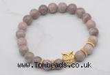 CGB7372 8mm lepidolite bracelet with owl head for men or women