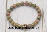 CGB7397 8mm unakite bracelet with skull for men or women