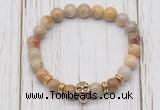 CGB7401 8mm fossil coral bracelet with skull for men or women