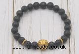 CGB7408 8mm black lava bracelet with lion head for men or women