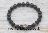 CGB7423 8mm black tourmaline bracelet with skull for men or women