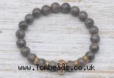 CGB7427 8mm rainbow labradorite bracelet with skull for men or women