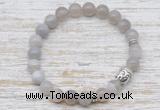 CGB7438 8mm grey banded agate bracelet with buddha for men or women