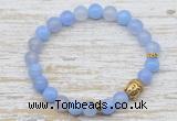 CGB7439 8mm blue banded agate bracelet with skull for men or women