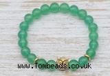 CGB7448 8mm green agate bracelet with owl head for men or women