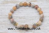 CGB7456 8mm yellow crazy lace agate bracelet with skull for men or women