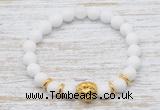 CGB7470 8mm white candy jade bracelet with lion head for men or women