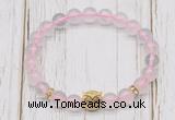 CGB7487 8mm rose quartz bracelet with owl head for men or women