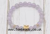 CGB7488 8mm lavender amethyst bracelet with owl head for men or women