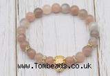 CGB7508 8mm rainbow moonstone bracelet with tiger head for men or women