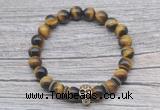 CGB7516 8mm yellow tiger eye bracelet with skull for men or women