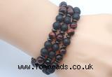 CGB7615 8mm black lava & red tiger eye mala stretchy bracelets