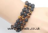 CGB7627 8mm black lava & yellow tiger eye mala stretchy bracelets