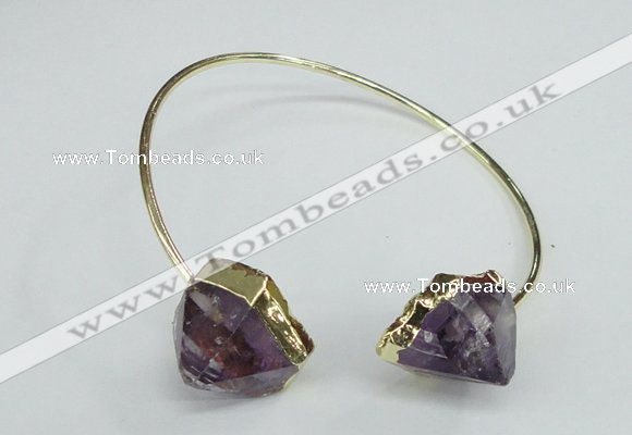 CGB768 13*18mm - 15*20mm faceted nuggets amethyst gemstone bangles