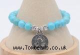 CGB7792 8mm blue howlite bead with luckly charm bracelets