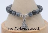 CGB7806 8mm snowflake obsidian bead with luckly charm bracelets