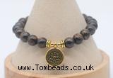 CGB7809 8mm bronzite bead with luckly charm bracelets wholesale